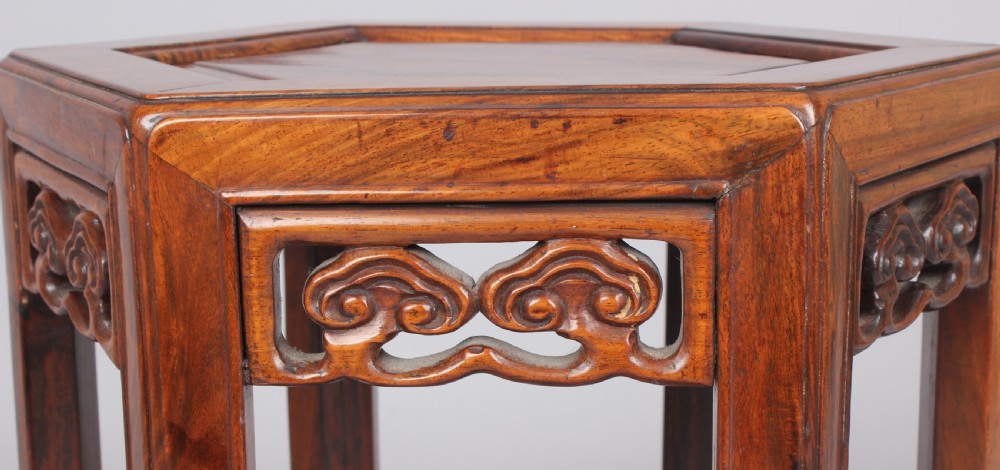 19th century Chinese hardwood hexagonal stand View II