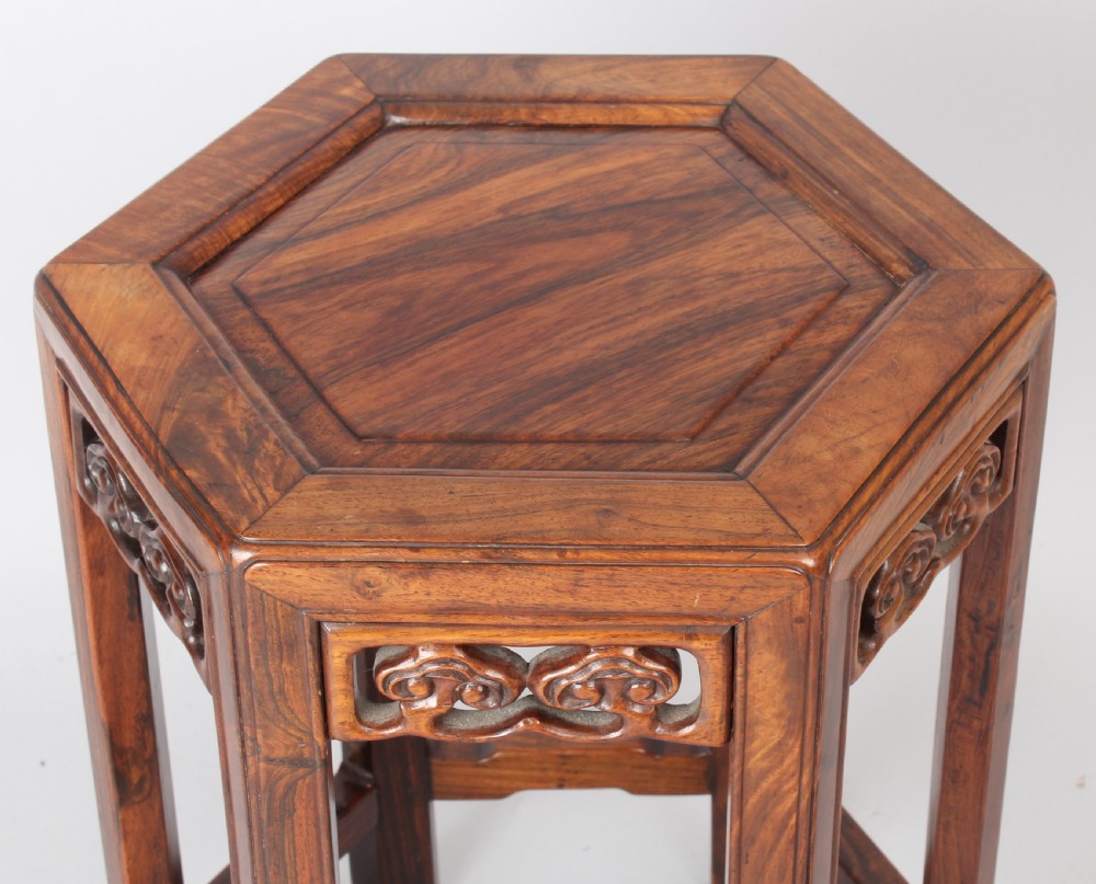 19th century Chinese hardwood hexagonal stand View III