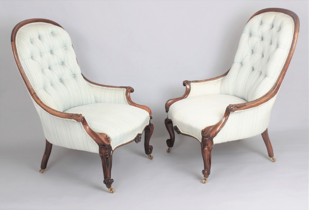 A good pair of early Victorian rosewood arm-chairs View III