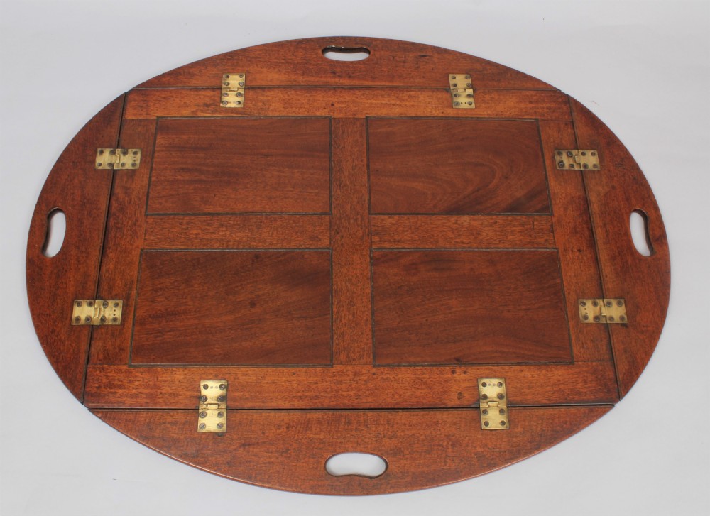 Nineteenth century mahogany oval drop-side Butler's tray and stand