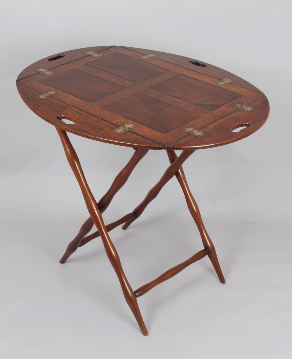 Nineteenth century mahogany oval drop-side Butler's tray and stand View II