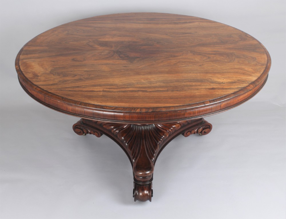 Fine William IV period rosewood pedestal table