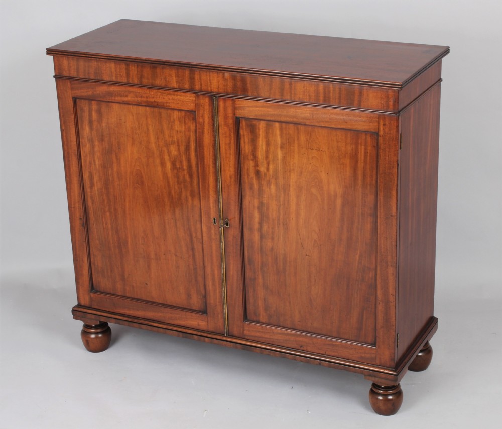 George III period mahogany dwarf side cabinet View II