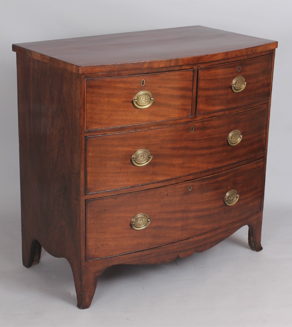 George IV period mahogany small bow-fronted chest of drawers View II