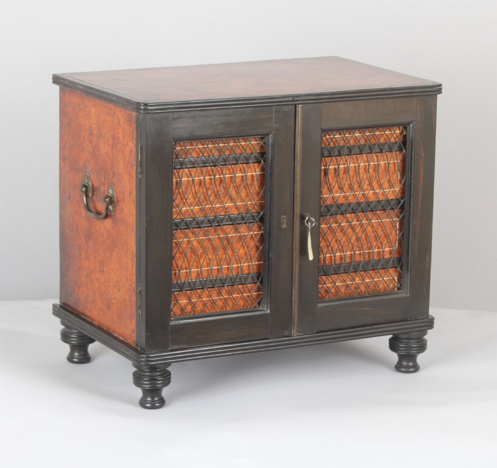 Rare early 19th century Chinese Export amboyna and ebony table cabinet