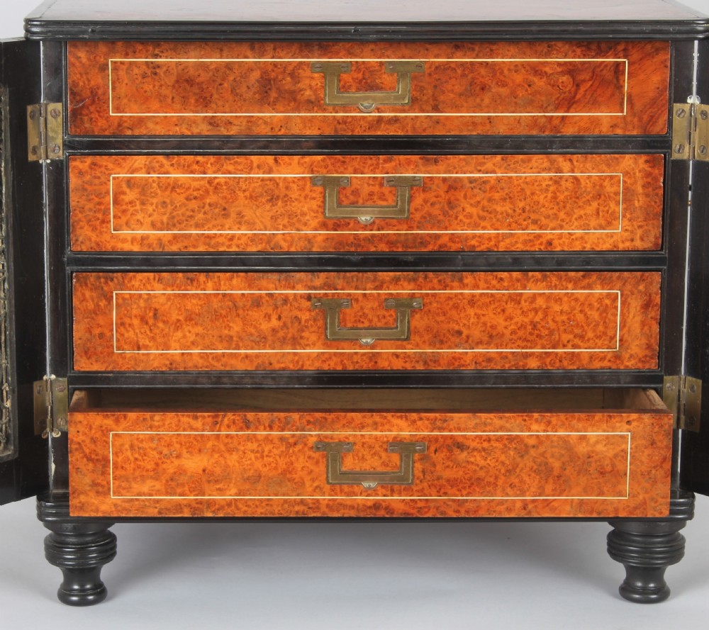 Rare early 19th century Chinese Export amboyna and ebony table cabinet View III