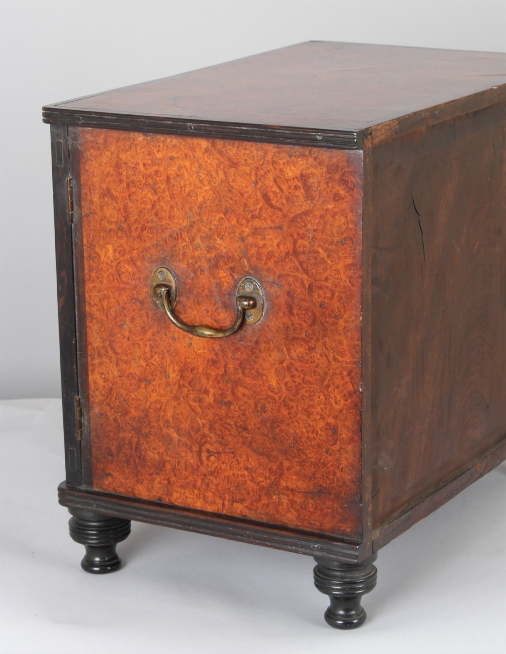 Rare early 19th century Chinese Export amboyna and ebony table cabinet View V