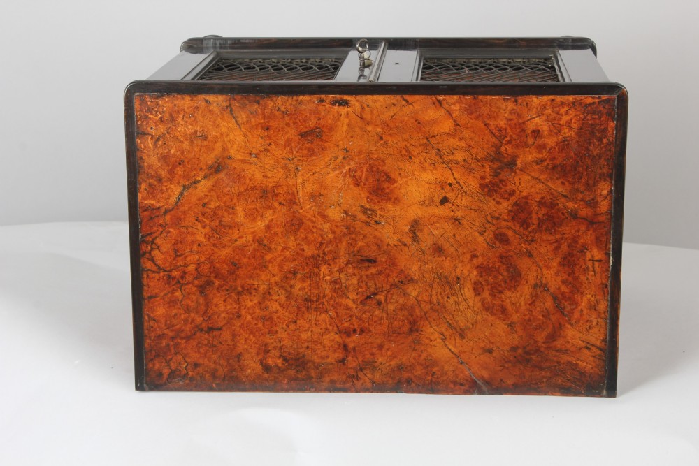 Rare early 19th century Chinese Export amboyna and ebony table cabinet View VI