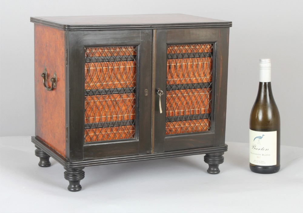 Rare early 19th century Chinese Export amboyna and ebony table cabinet View VII