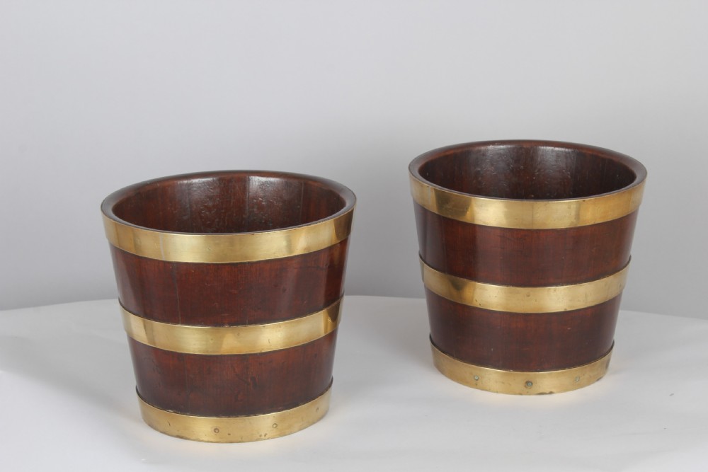 Pair of George III period mahogany and brass banded tubs View IV