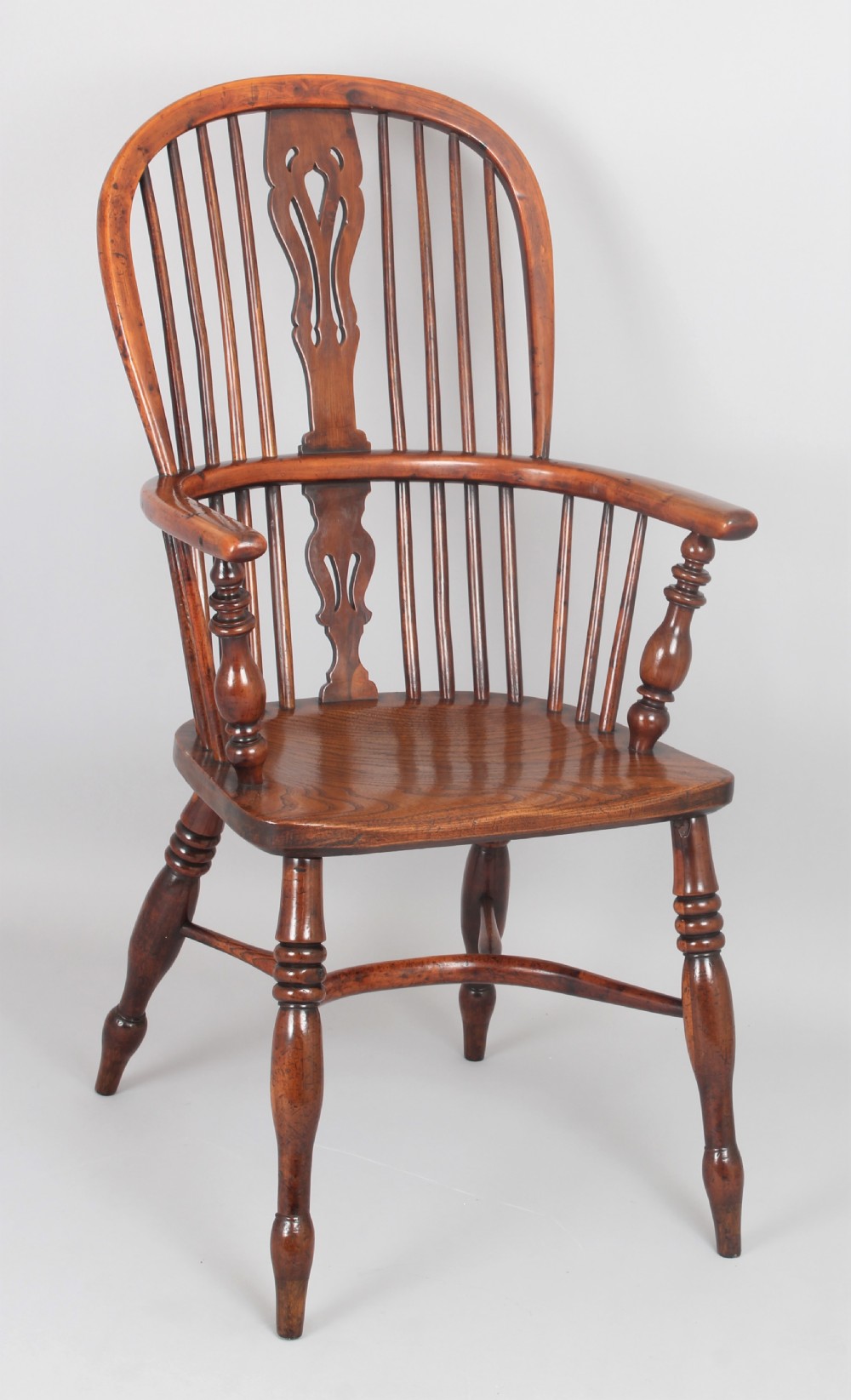 Yew wood double splat Windsor high back arm chair View II