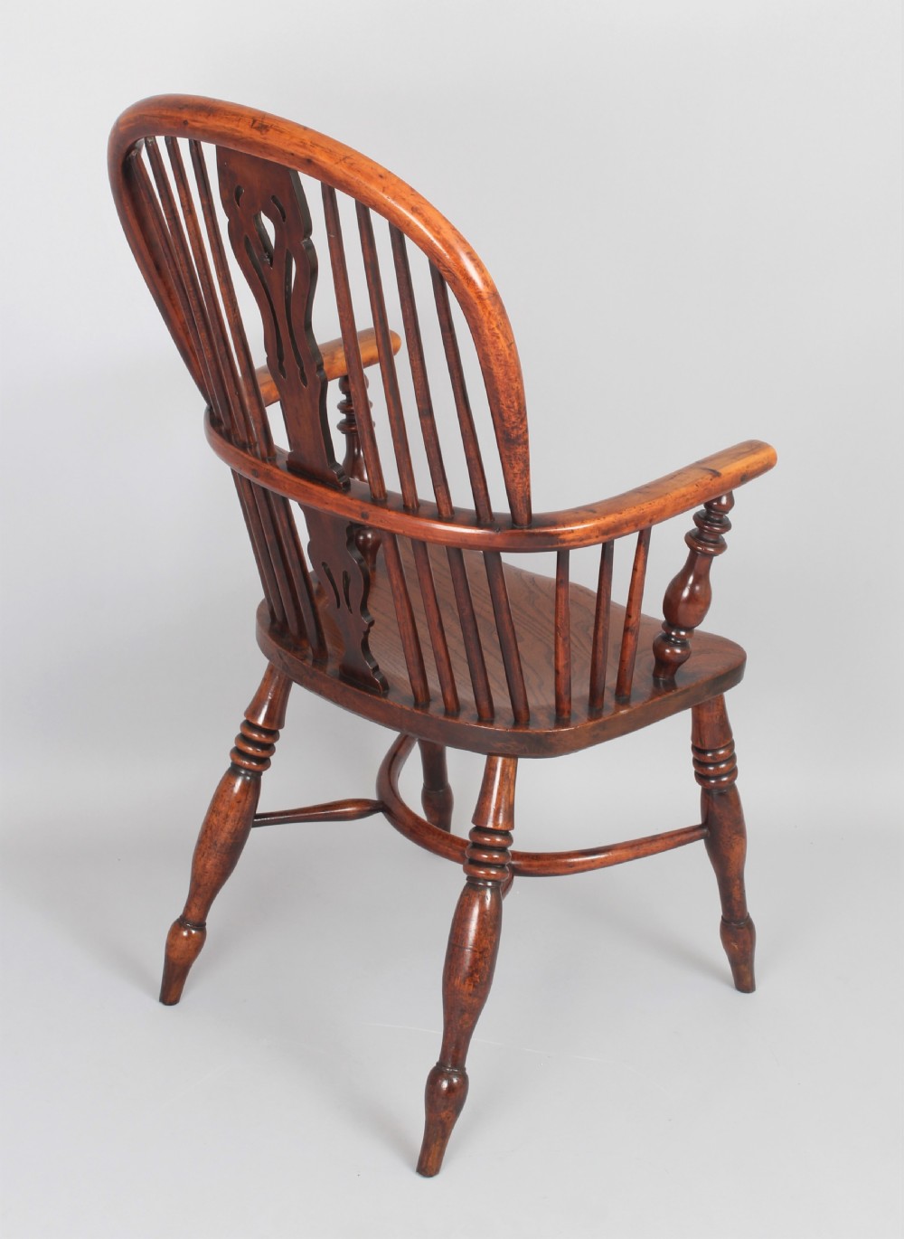Yew wood double splat Windsor high back arm chair View III