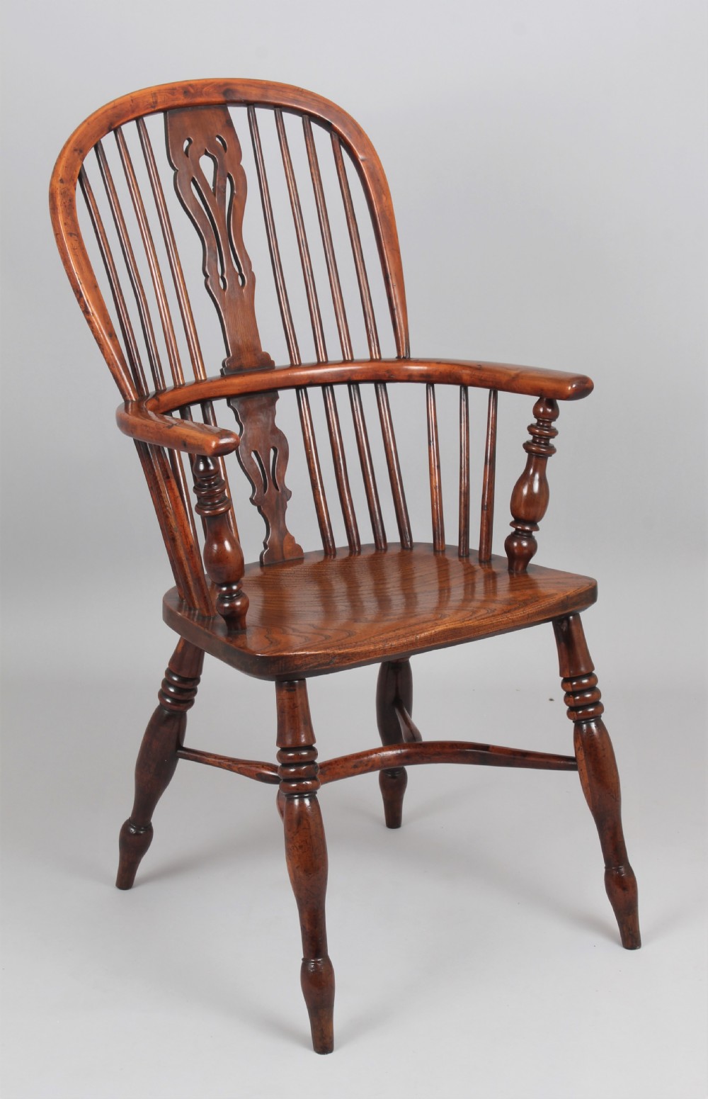 Yew wood double splat Windsor high back arm chair View IV