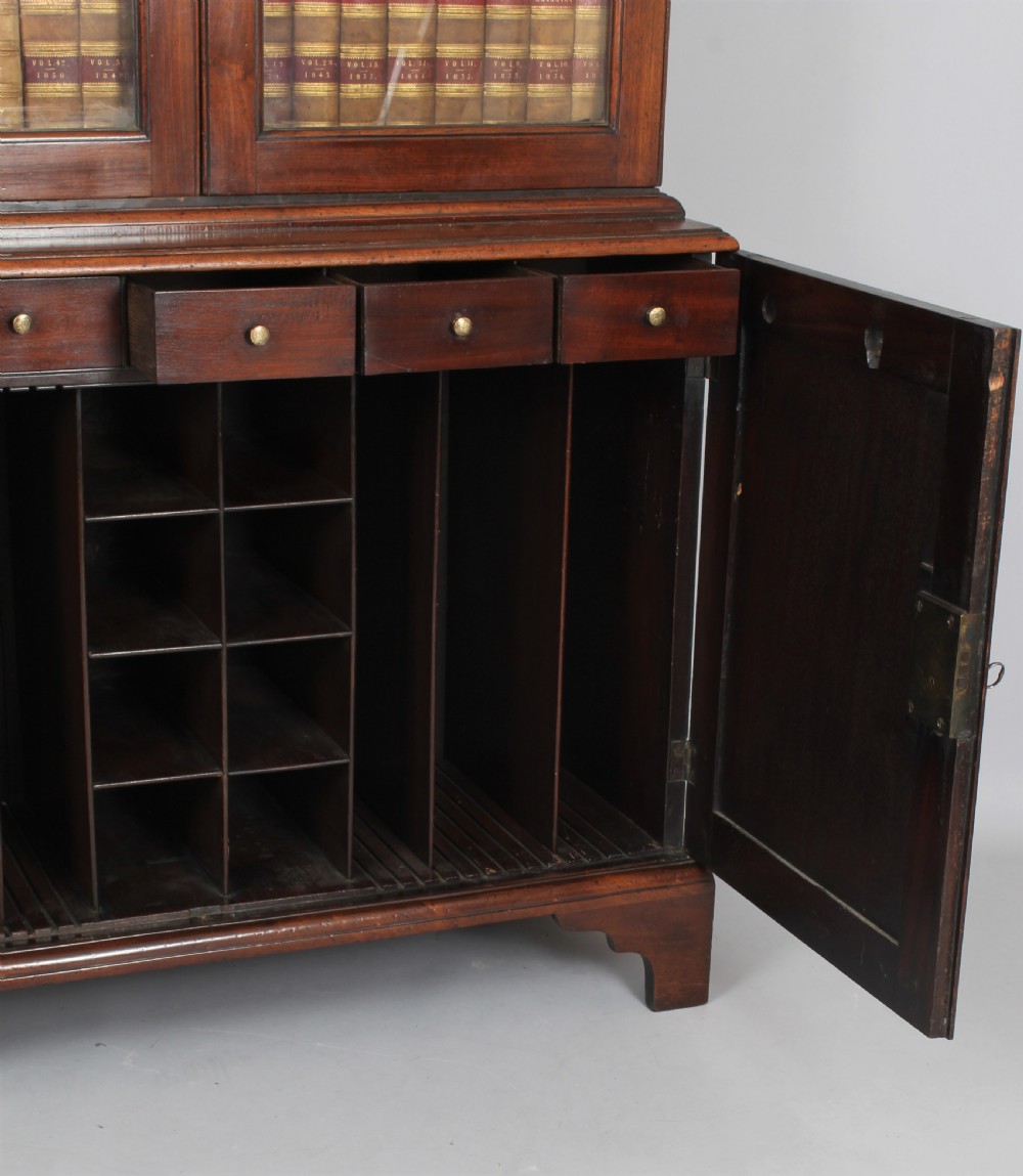 George II 'red walnut' cupboard based bookcase View V