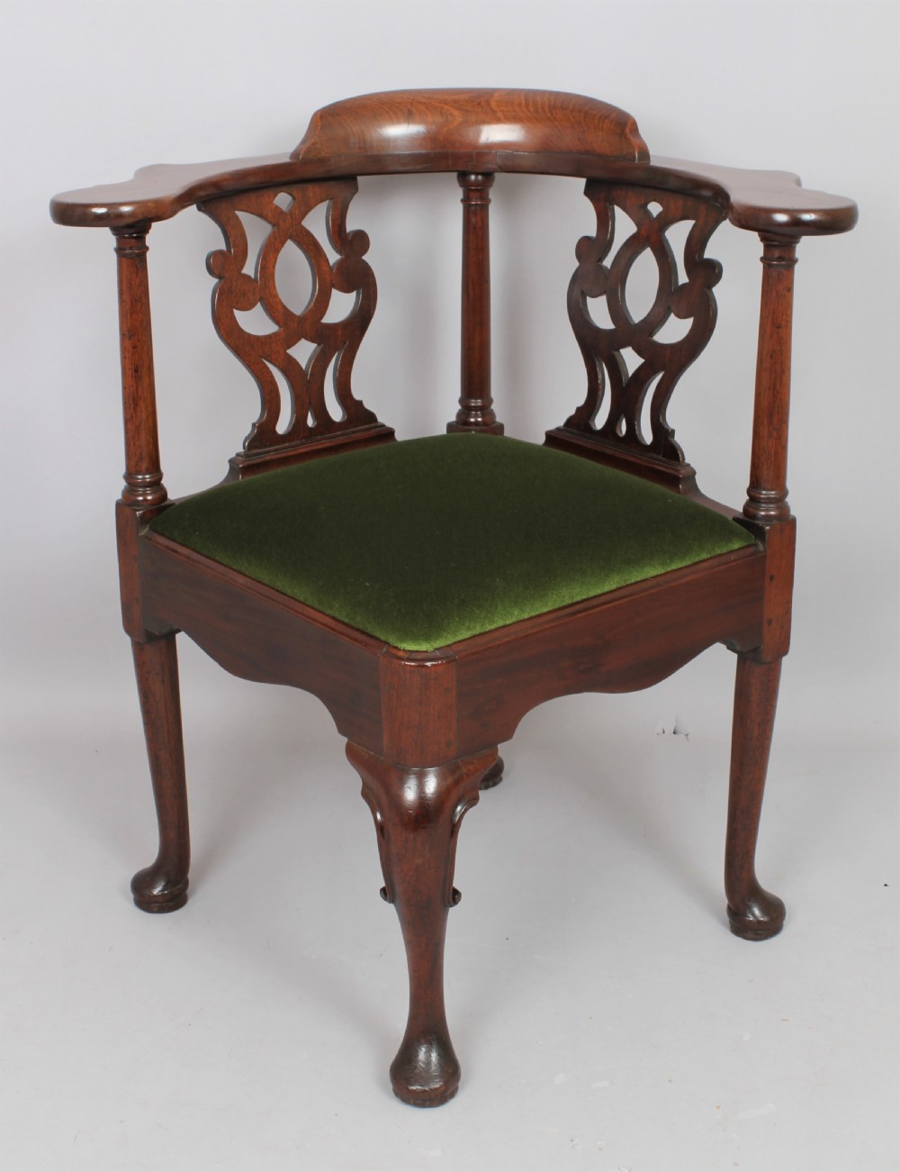 A fine George II 'red walnut' corner chair