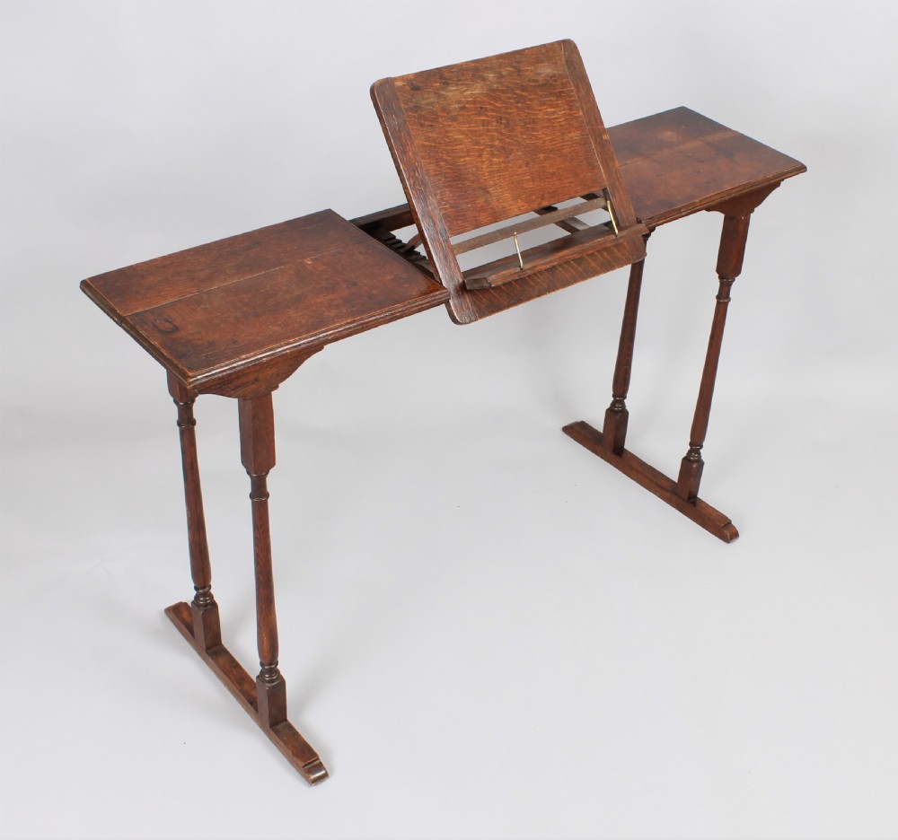Late 19th or early 20th century oak reading, artist's or musician's table View III