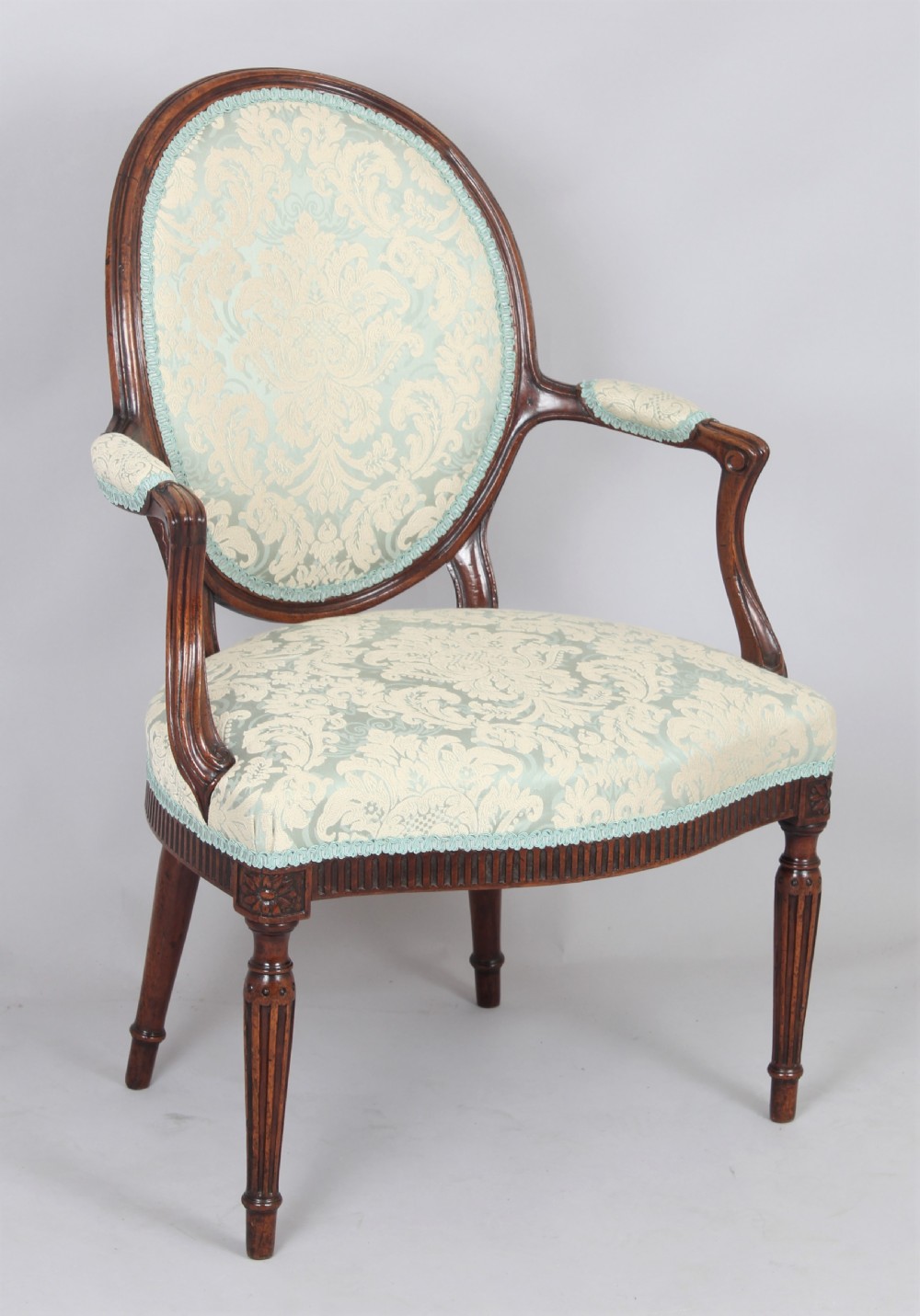 George III mahogany lady's open armchair