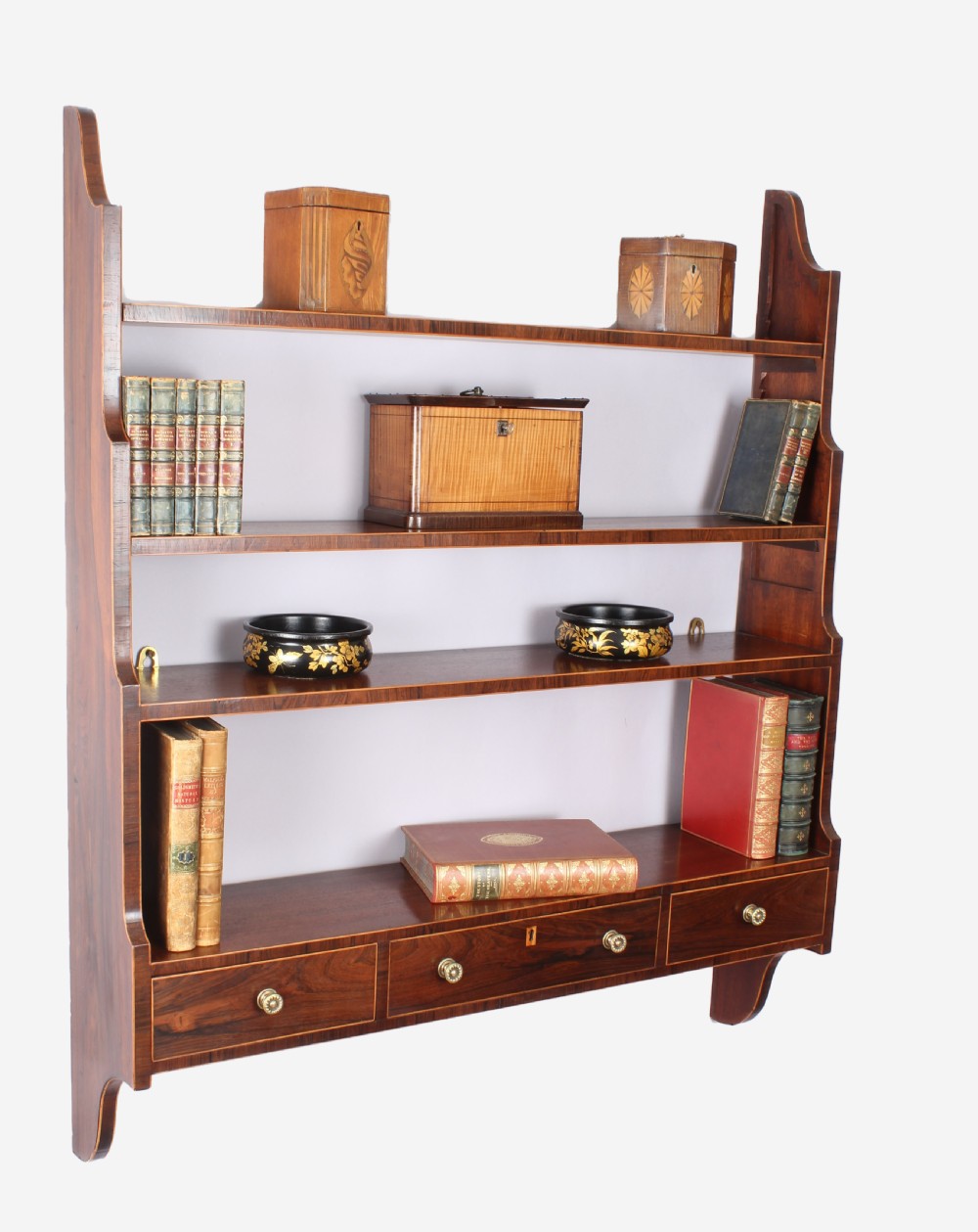 Unusual George III period mahogany hanging shelves View V
