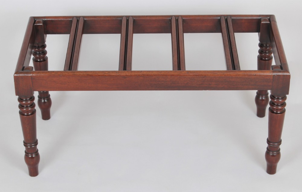Very fine mahogany luggage stand View II