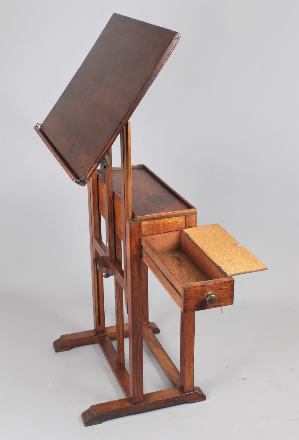 A late 19th century English oak artist's easel by C Roberson & Co View IV