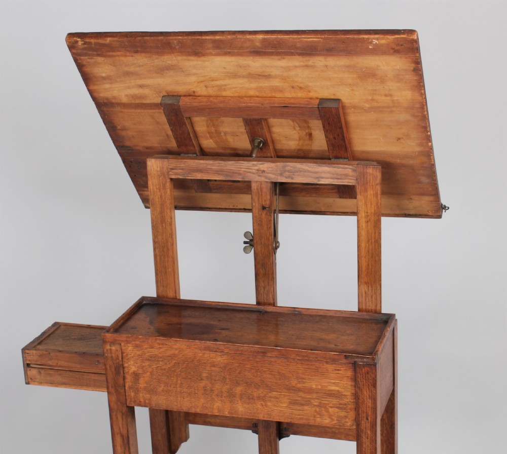 A late 19th century English oak artist's easel by C Roberson & Co View V