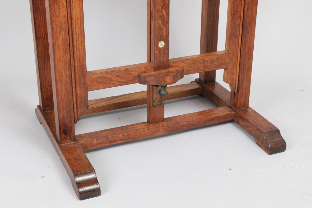 A late 19th century English oak artist's easel by C Roberson & Co View VI