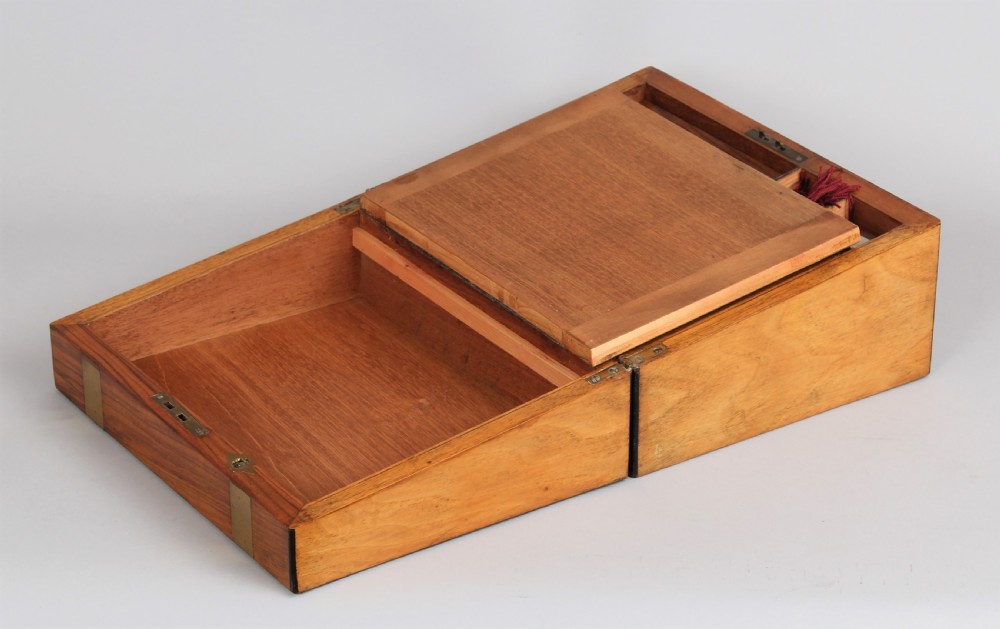 Victorian golden walnut writing box View III