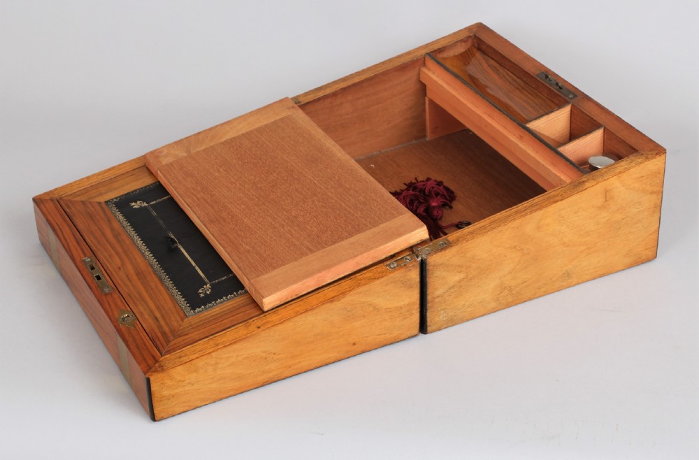 Victorian golden walnut writing box View IV