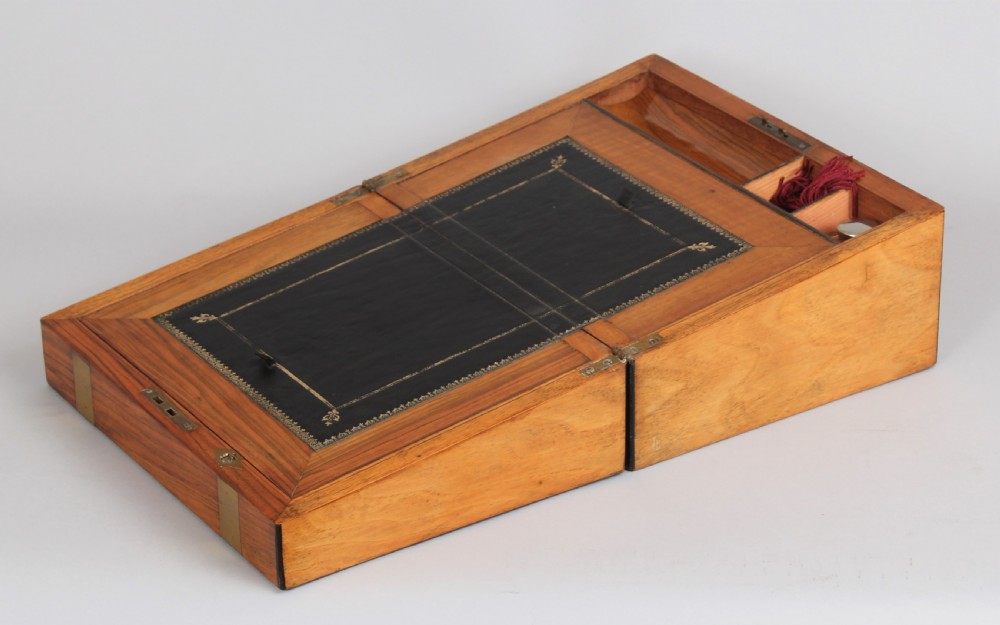 Victorian golden walnut writing box View V