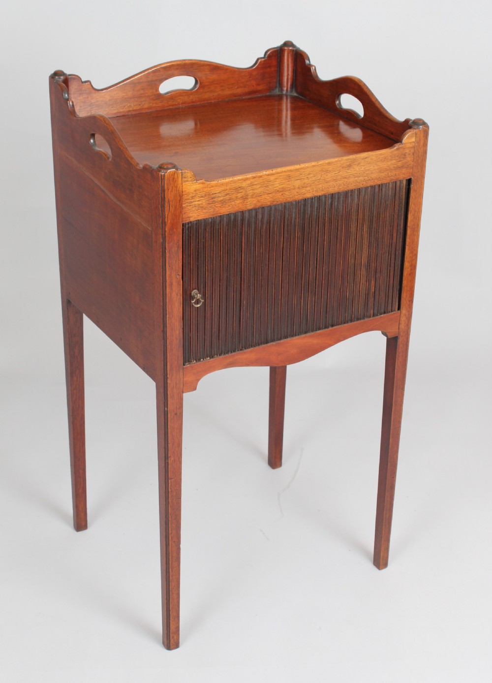George III period mahogany bedside table View II