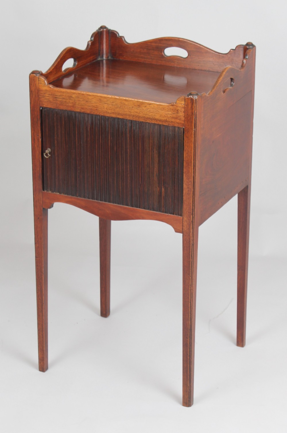 George III period mahogany bedside table View IV