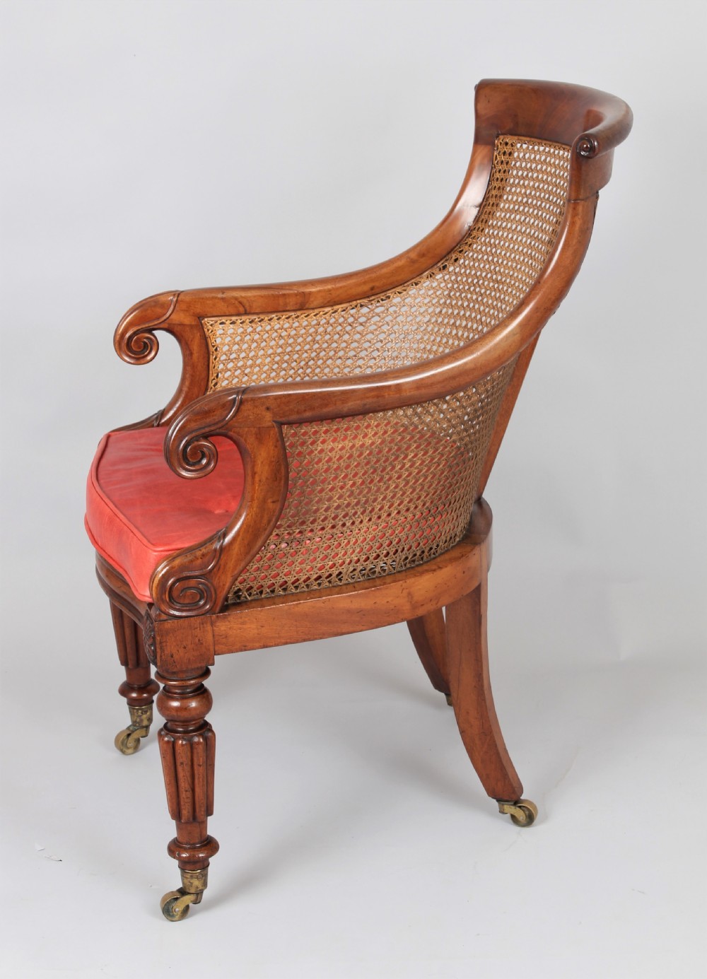 William IV period mahogany curricle bergère chair View II