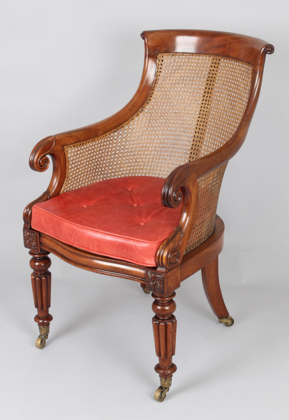 William IV period mahogany curricle bergère chair View IV