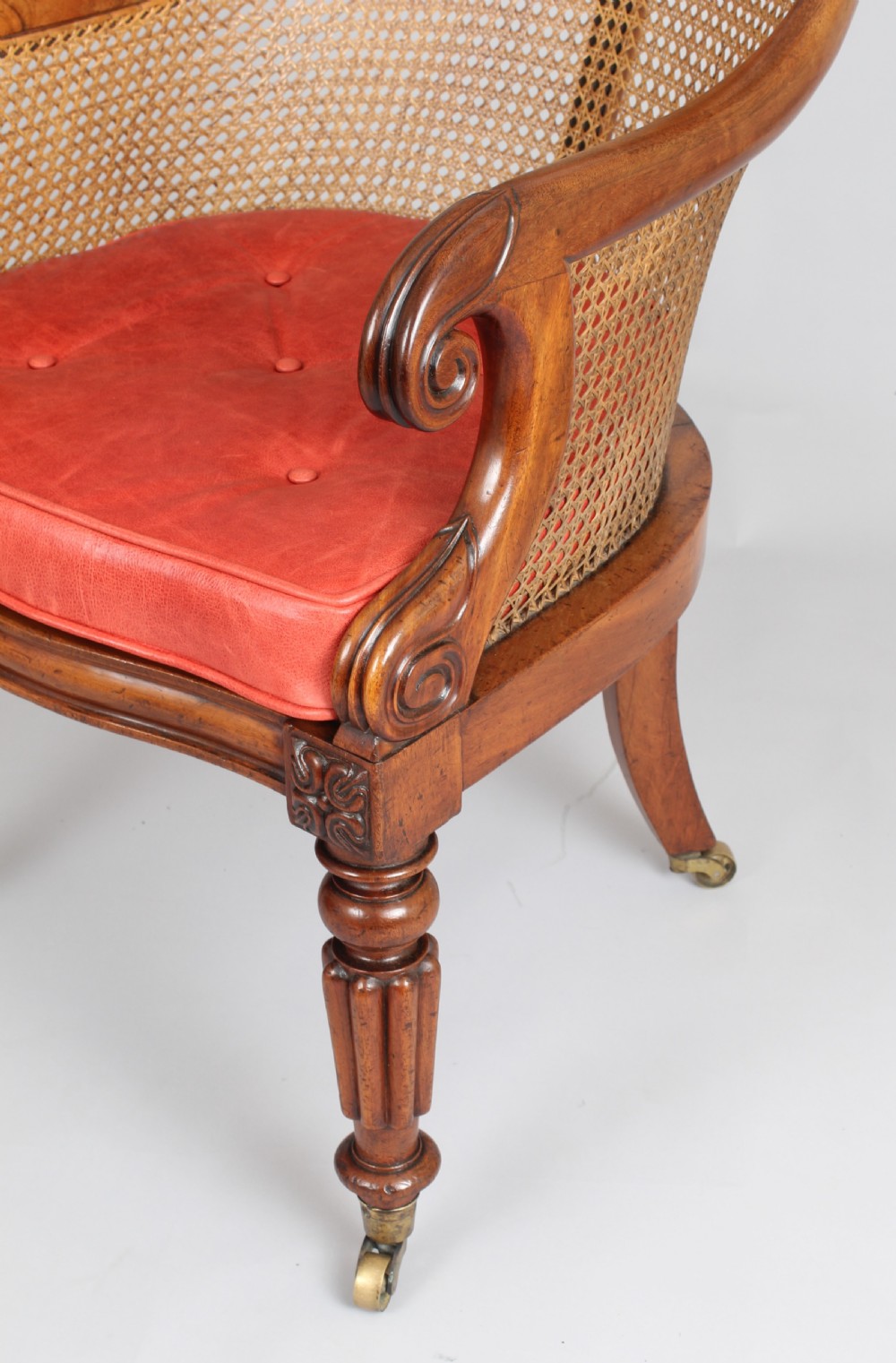 William IV period mahogany curricle bergère chair View V