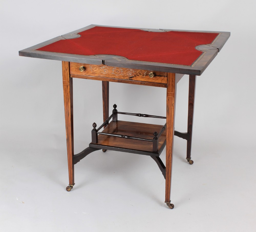 Edwardian rosewood envelope games table View V