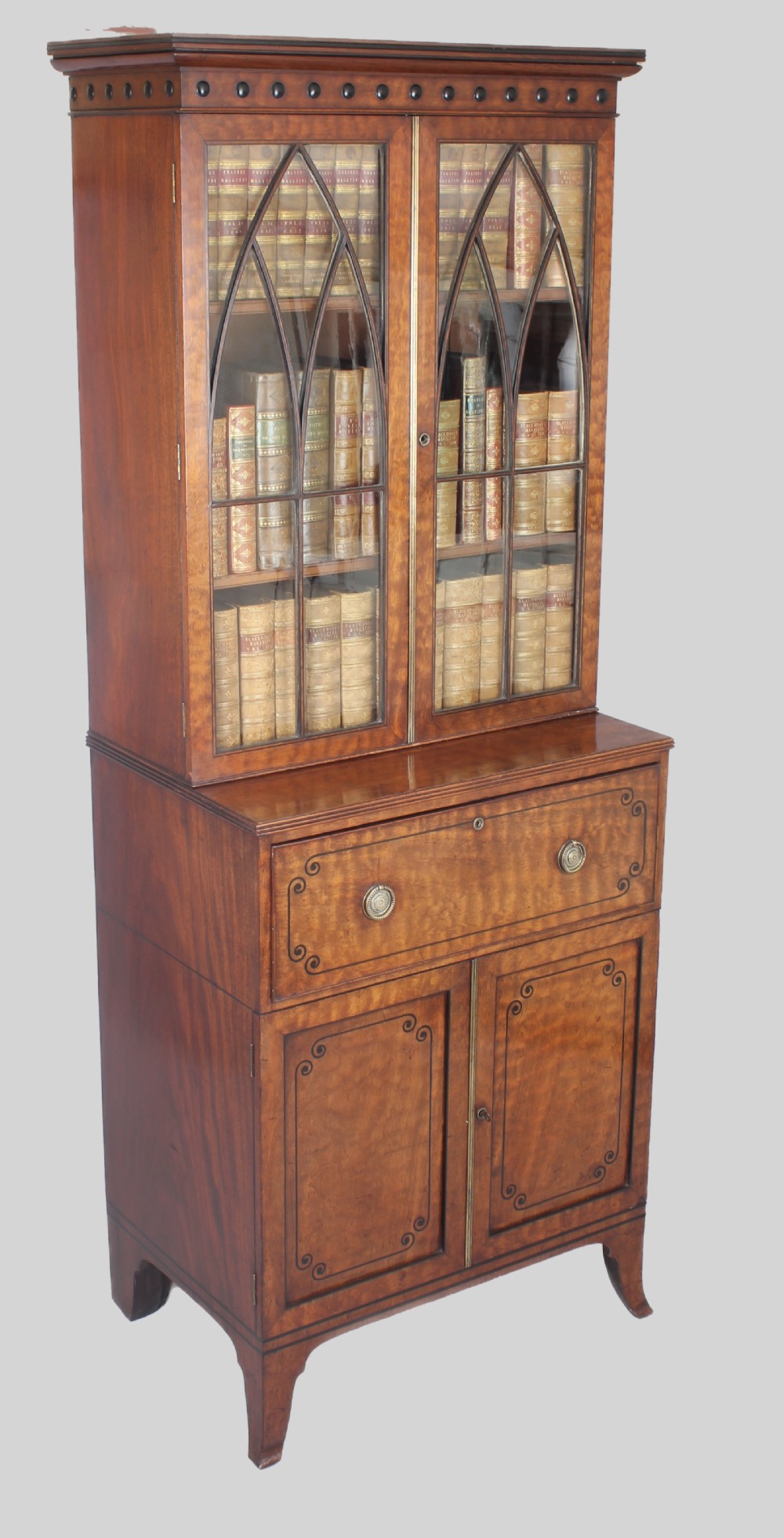 Small and well-proportioned George III period secretaire cabinet 