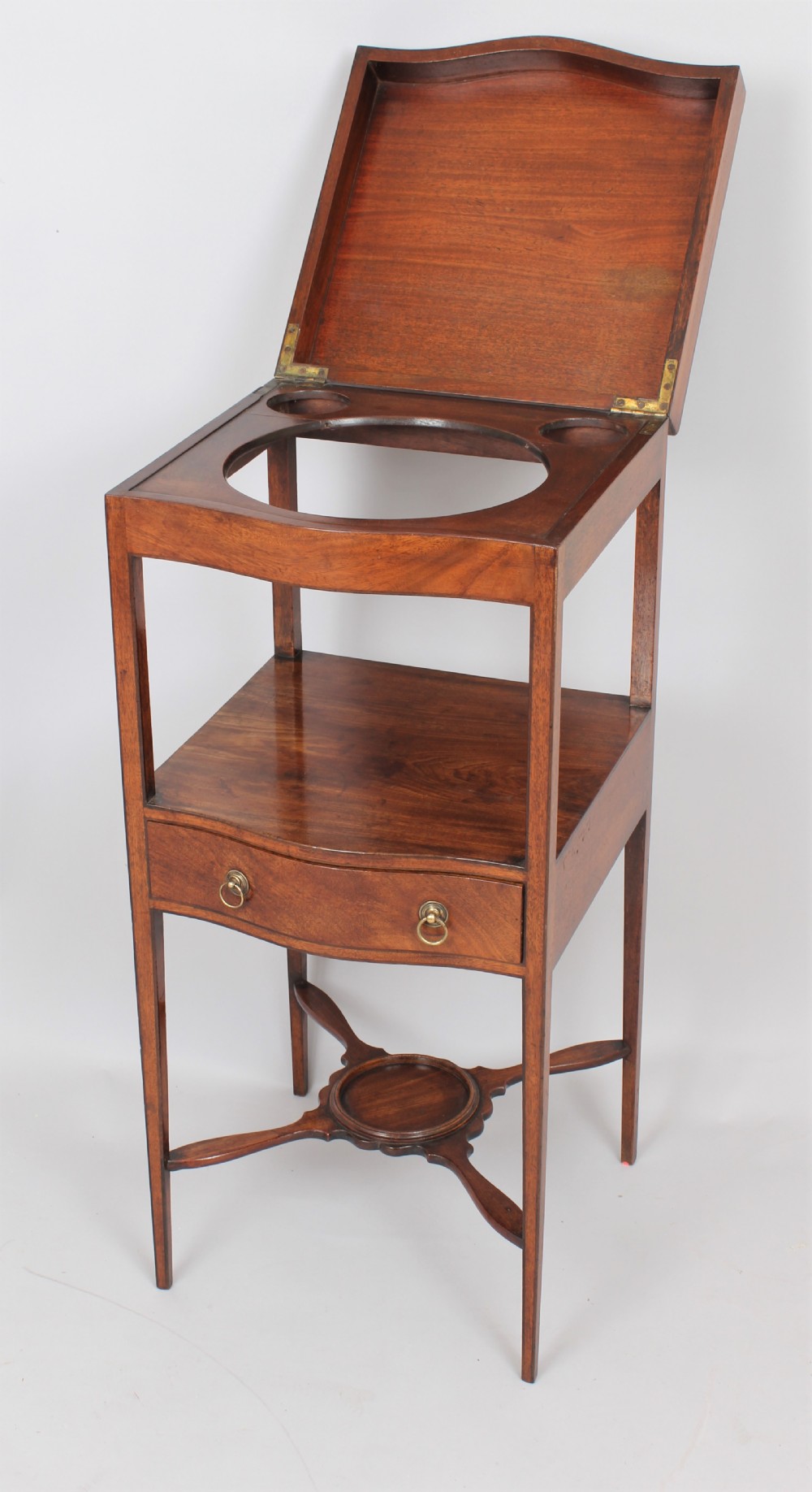 George III mahogany serpentine-fronted enclosed washstand View II