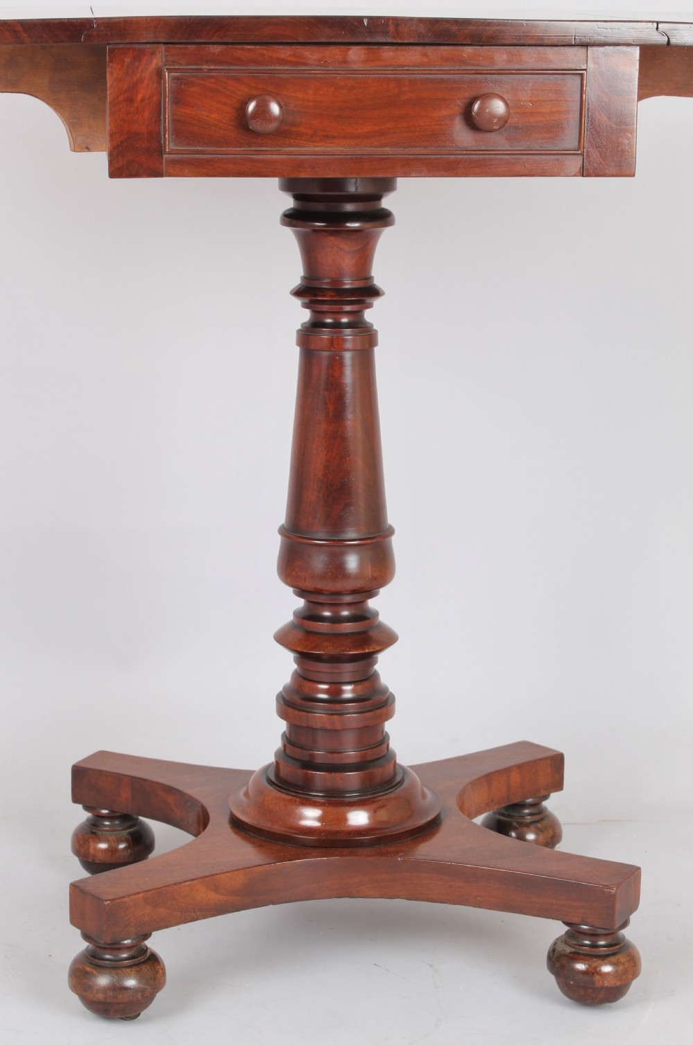George IV period mahogany small drop-leaf table  View II