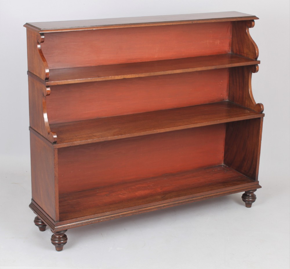 George III mahogany open waterfall book shelves of fine quality 