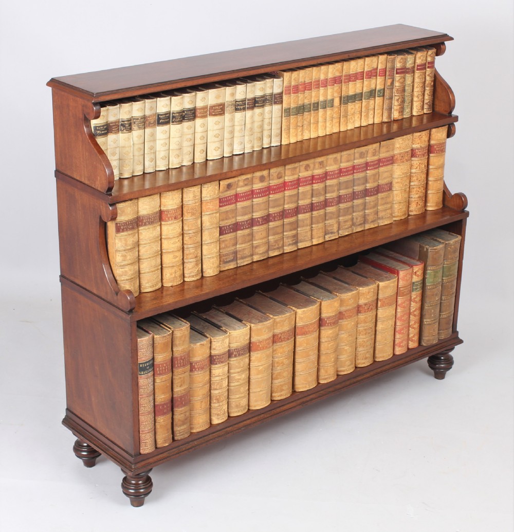 George III mahogany open waterfall book shelves of fine quality  View II