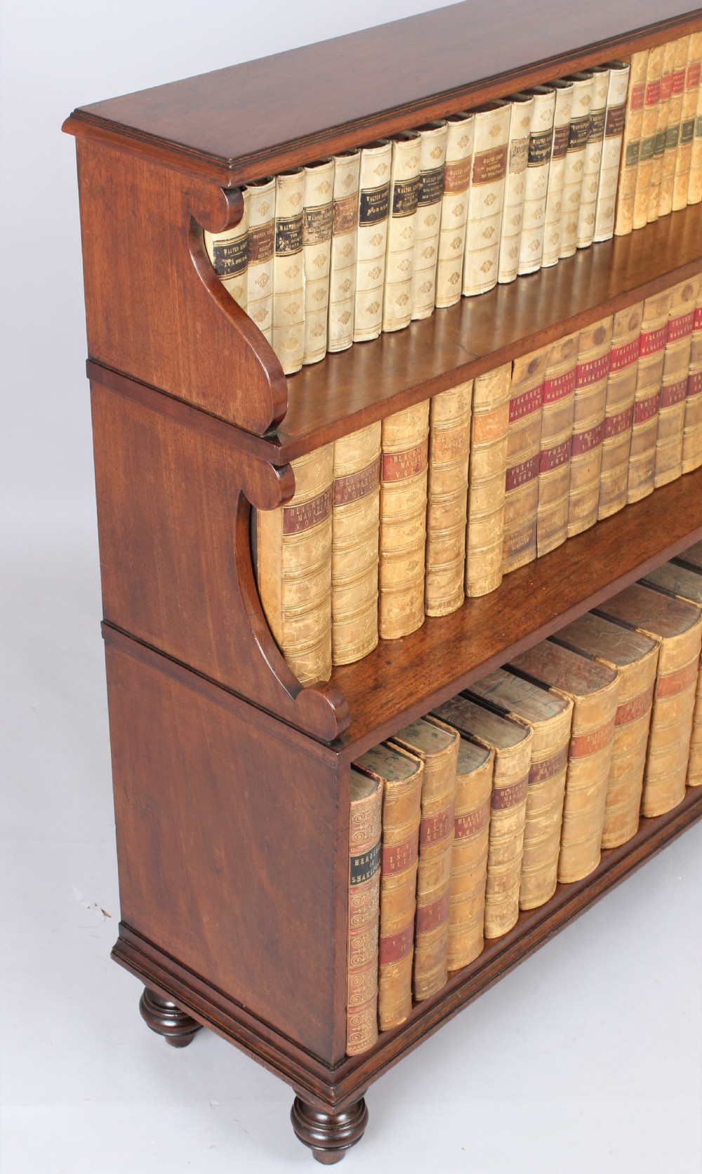 George III mahogany open waterfall book shelves of fine quality  View III