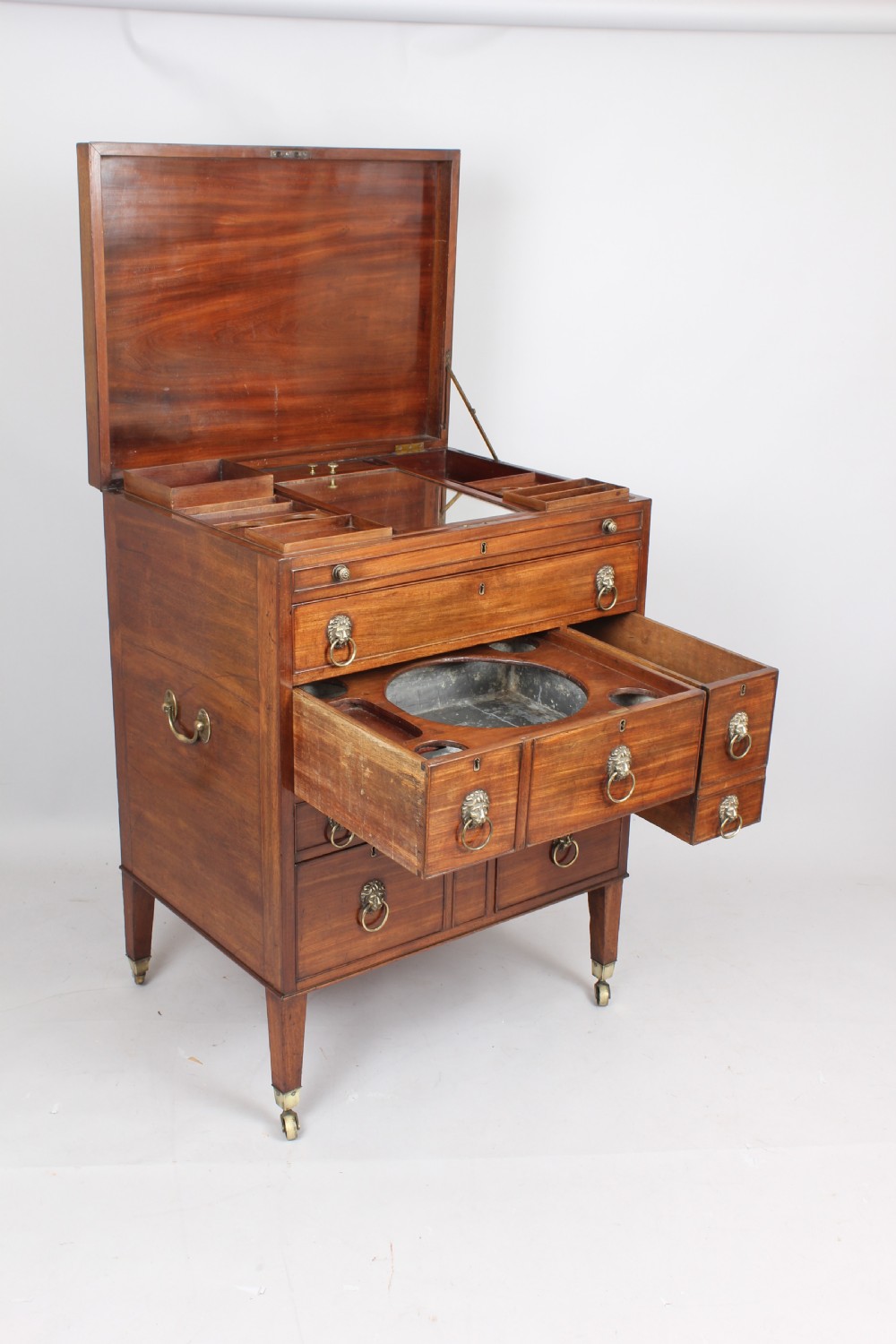 George III period mahogany campaign or travelling dressing chest View IV