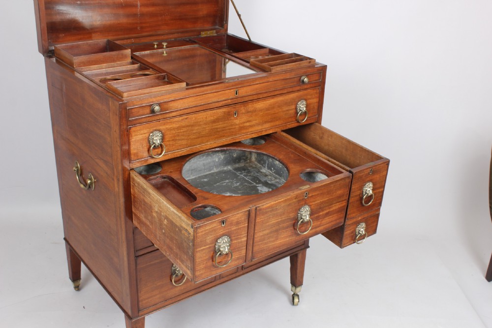 George III period mahogany campaign or travelling dressing chest View V