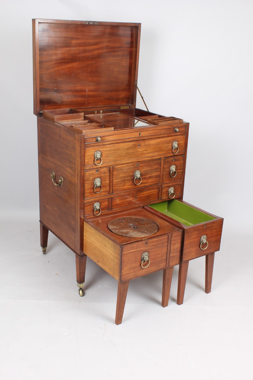 George III period mahogany campaign or travelling dressing chest View VI