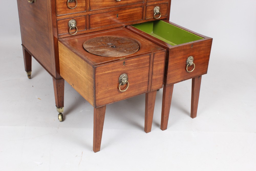 George III period mahogany campaign or travelling dressing chest View VII