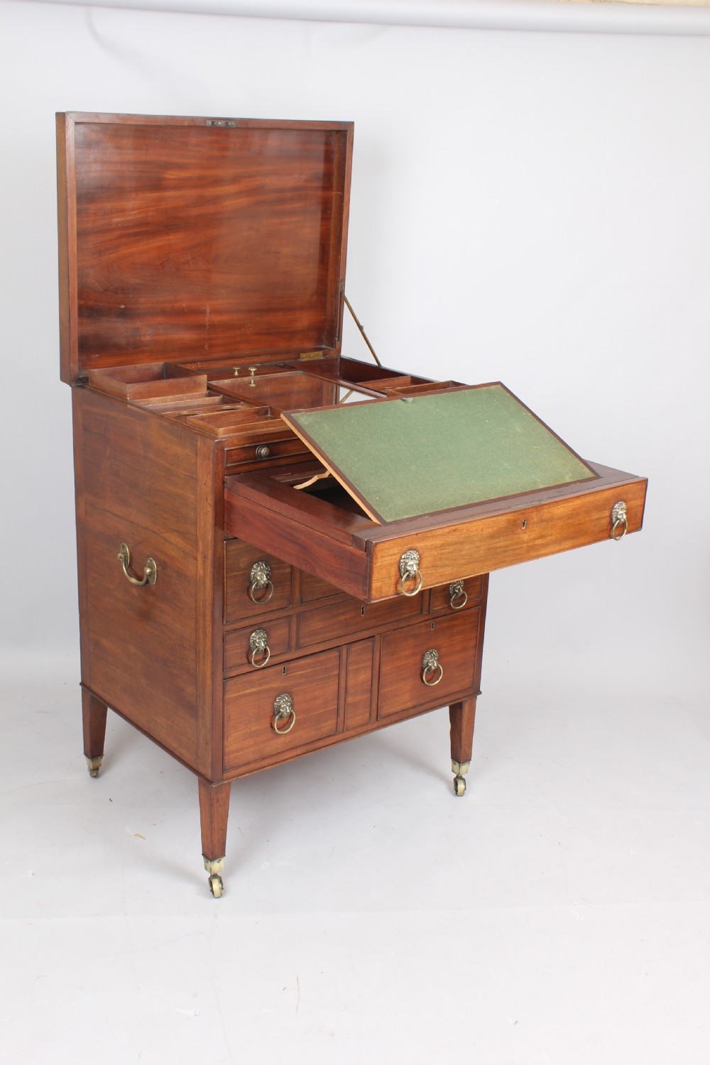 George III period mahogany campaign or travelling dressing chest View VIII