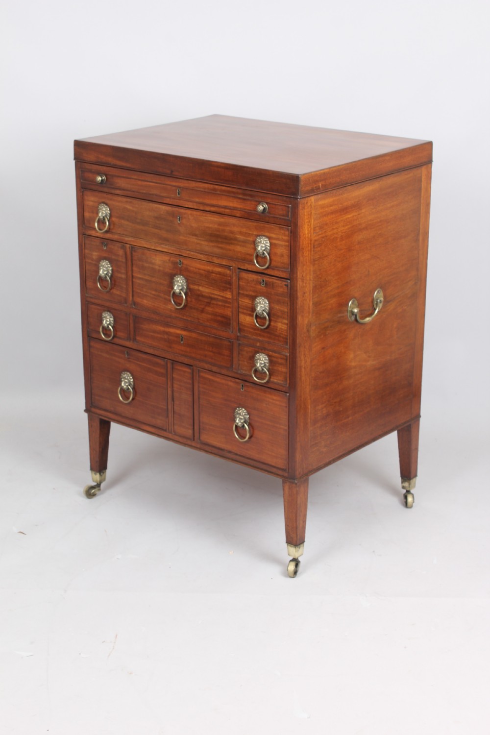 George III period mahogany campaign or travelling dressing chest View X