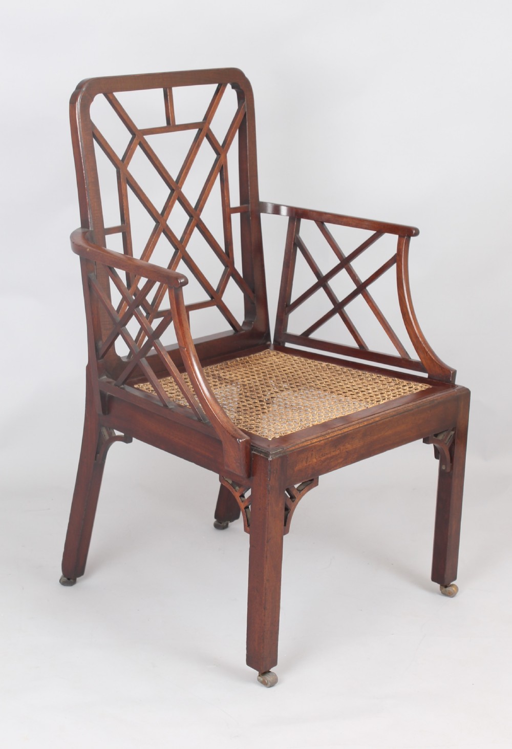 George III period mahogany ‘Cockpen’ arm-chair with rounded rails View II