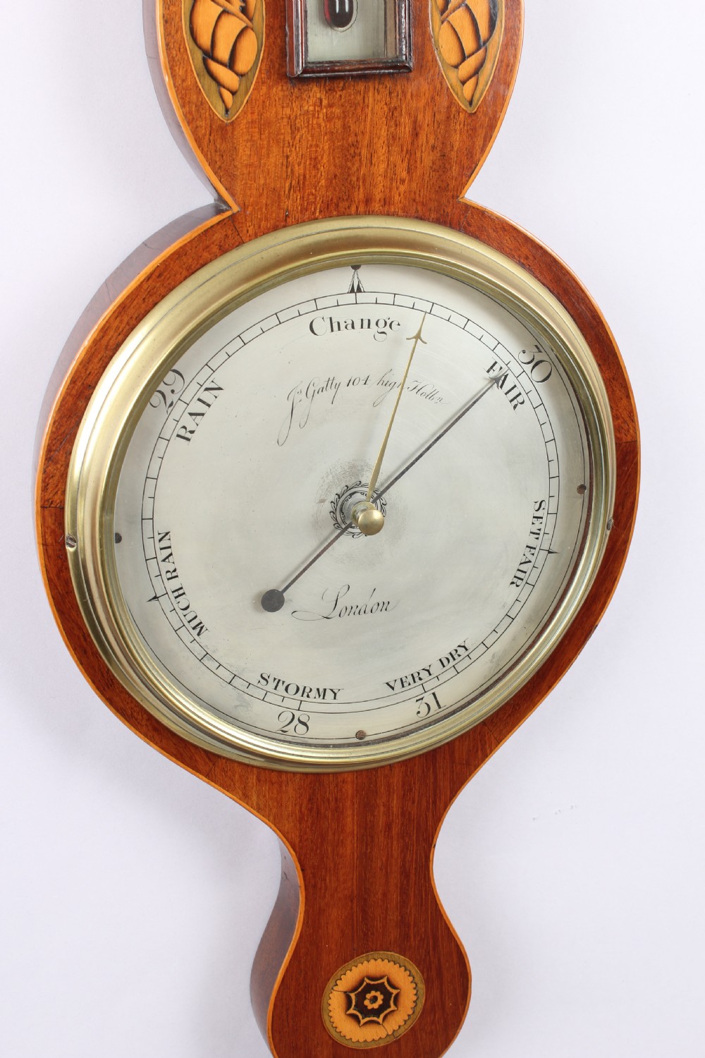 Early 19th century mahogany wheel barometer by J. Gatty View III