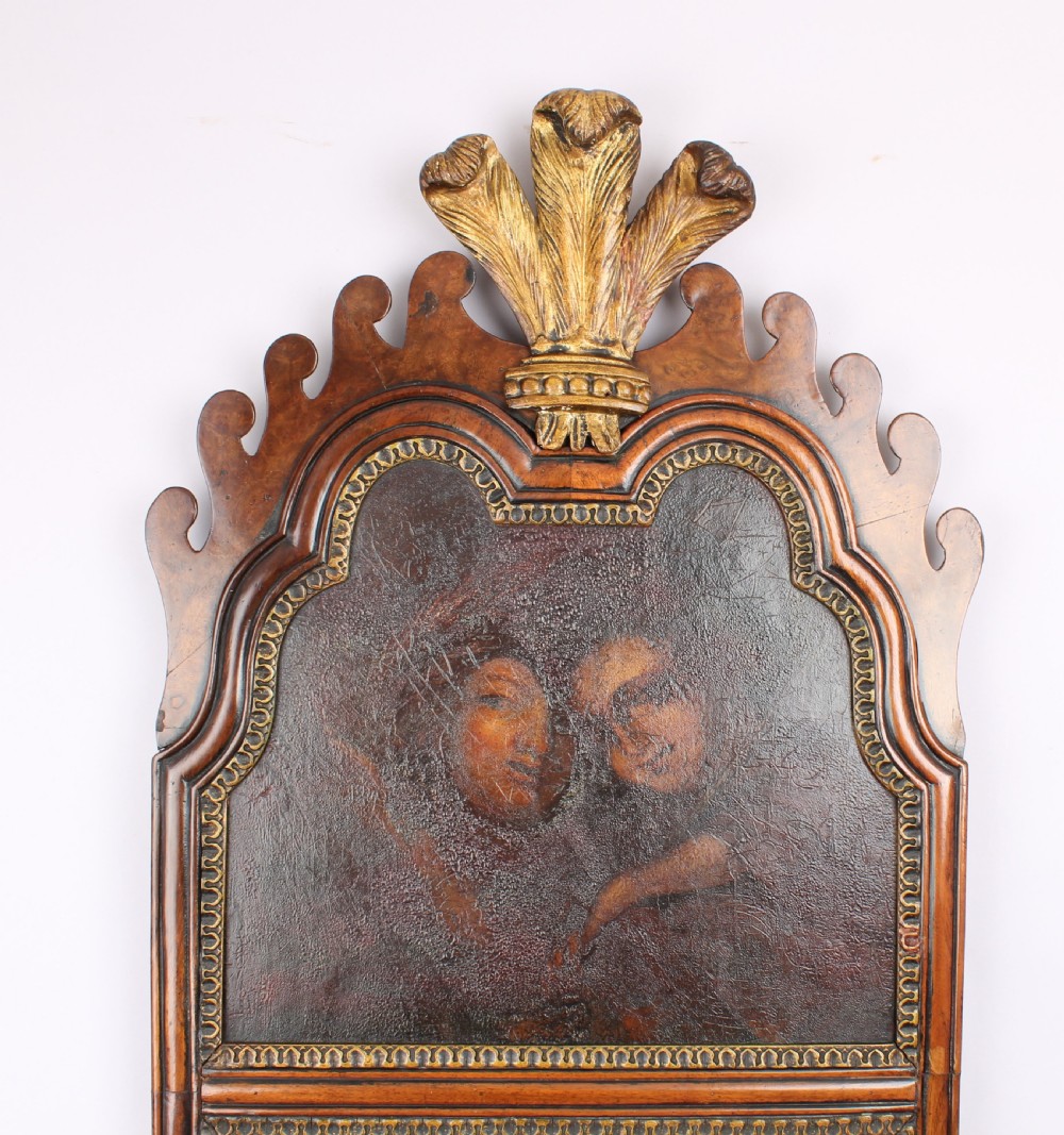 Decorative walnut and gilt mirror with a painted panel  View III